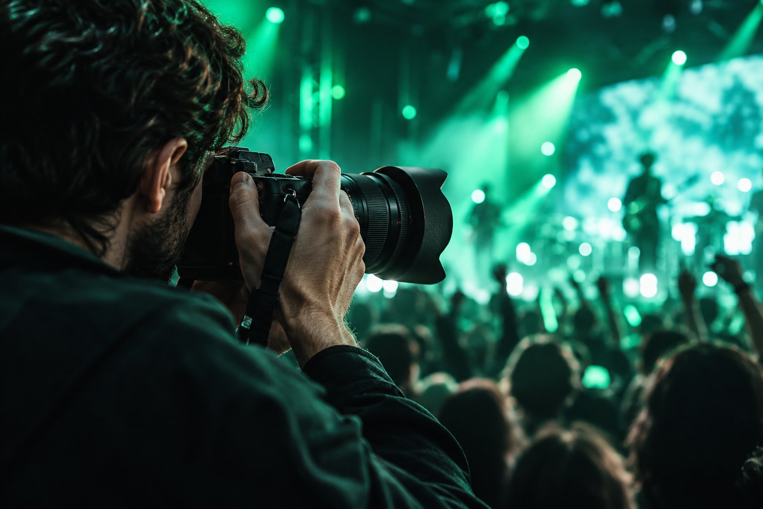 A photographer capturing a live event, illustrating the search for standout content